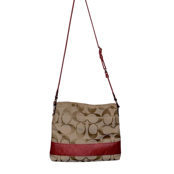 EUC Coach Stylish Tan and Red Shoulder Bag - Picture 3 of 4